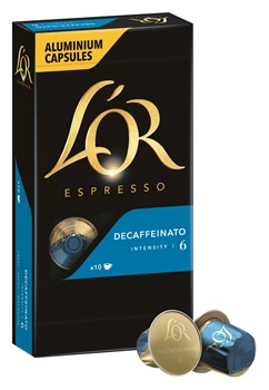 Abbildung des Packshots des Jacobs Professional Produkt L'OR Espresso Decaffeinato Elegante 6, 10 Kapseln