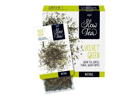 Abbildung des Packshots des Jacobs Professional Produkt Slow Tea Velvet Green, Grüner Tee, 3 Packungen à 25 Beutel