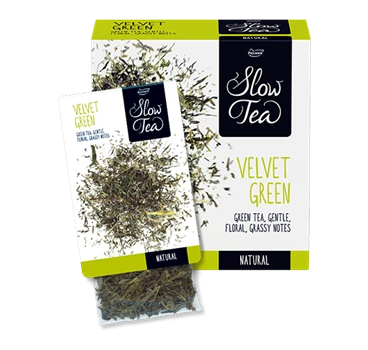 Abbildung des Packshots des Jacobs Professional Produkt Slow Tea Velvet Green, Grüner Tee, 3 Packungen à 25 Beutel